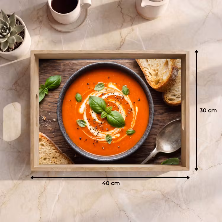Tray - Food - Soup - Basil - Rustic - Red — 8