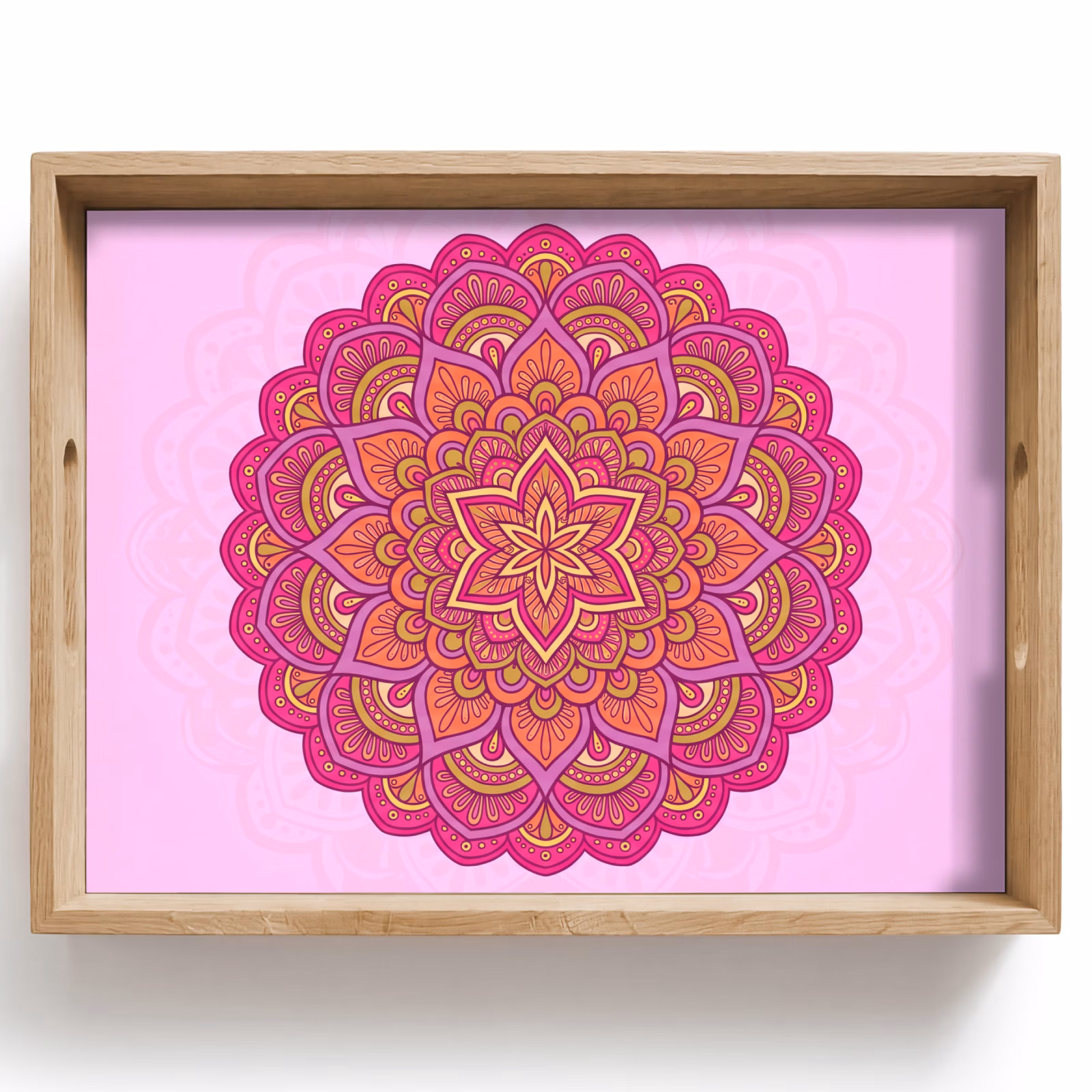 Tray - Mandala - Circle - Spiritual - Eastern - Pink — 1