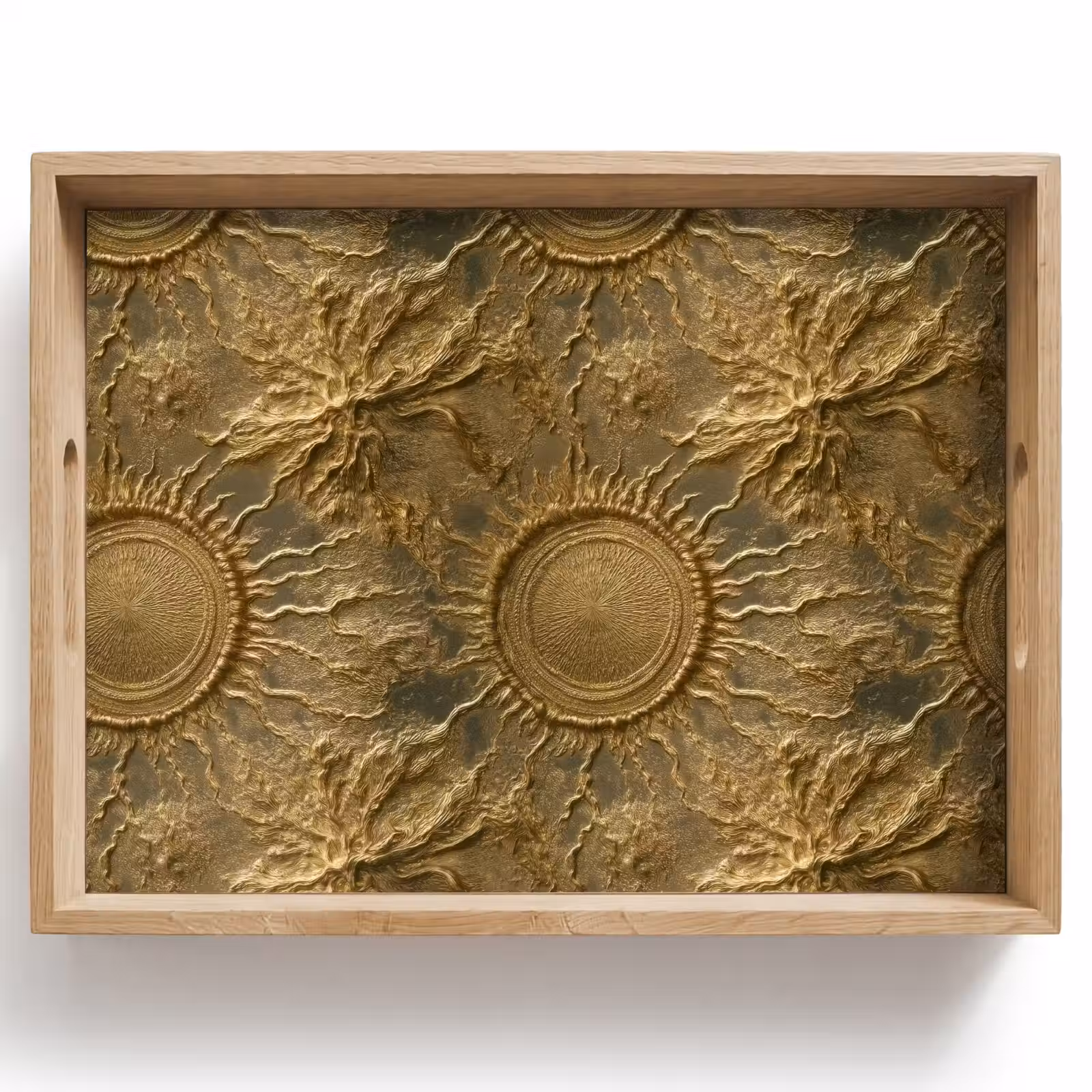 Tray - Sun - Relief - Antique - Gold — 1