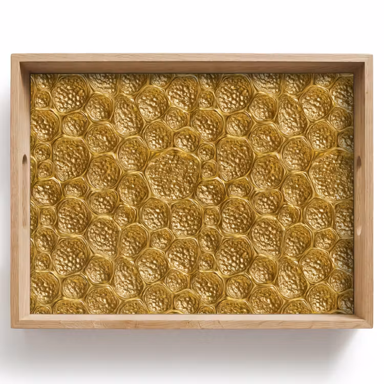 Tray - Hammered - Mosaic - Antique - Gold — 1