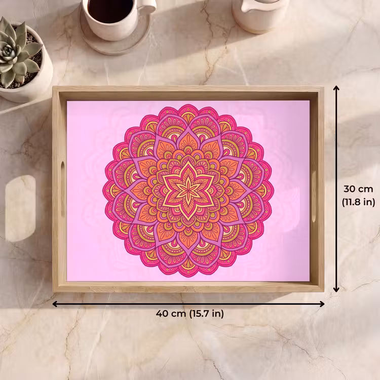 Tray - Mandala - Circle - Spiritual - Eastern - Pink — 7
