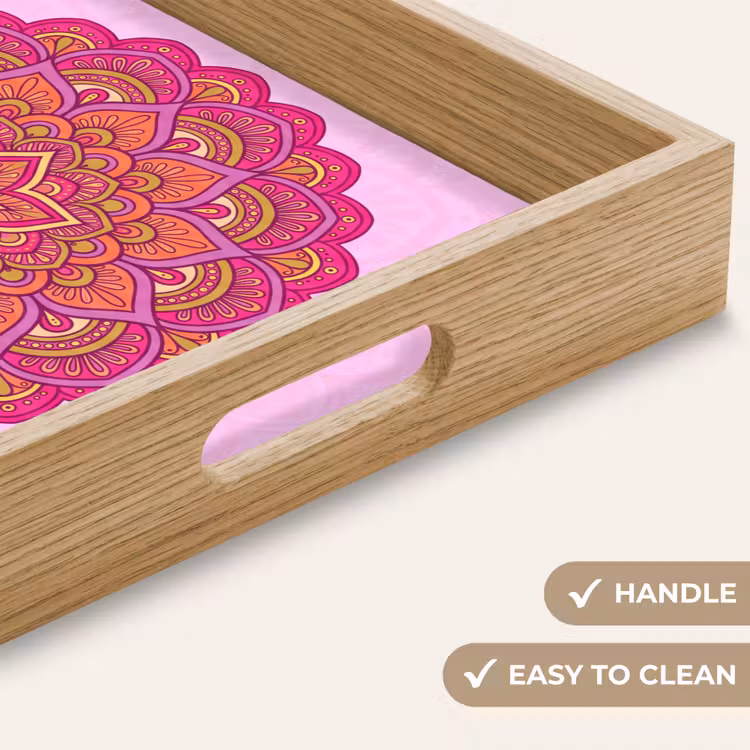Tray - Mandala - Circle - Spiritual - Eastern - Pink — 9