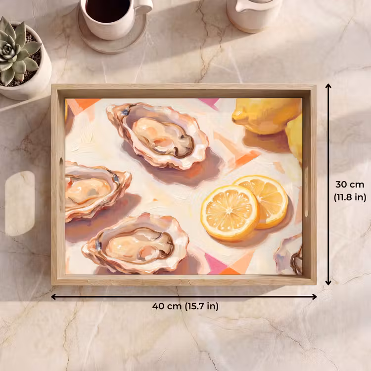 Tray - Still Life - Lemons - Oysters - Abstract - Orange — 7