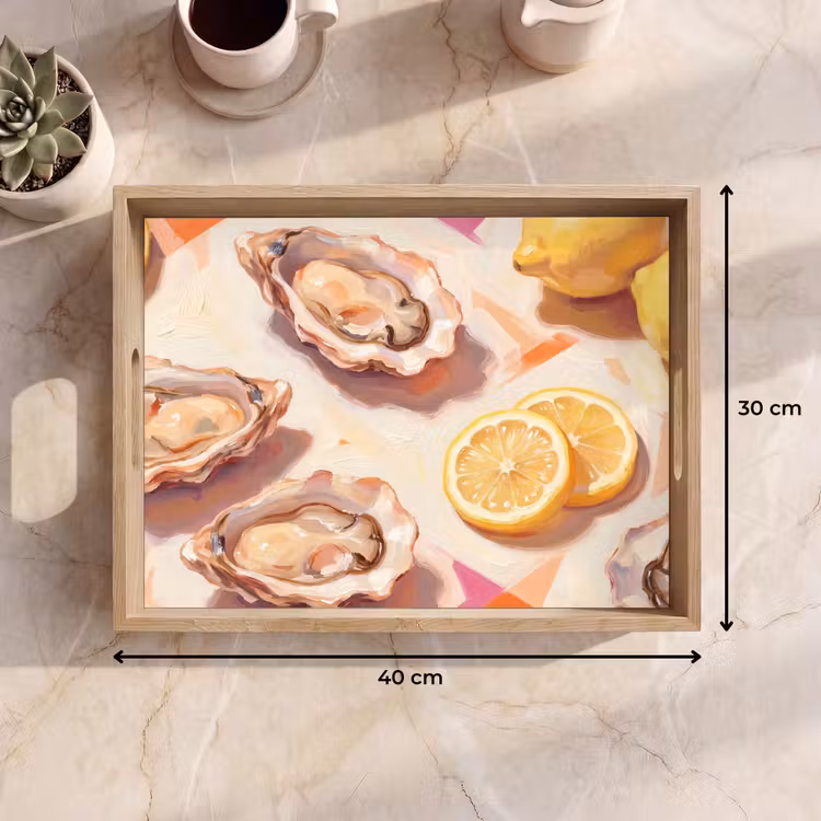 Tray - Still Life - Lemons - Oysters - Abstract - Orange — 8