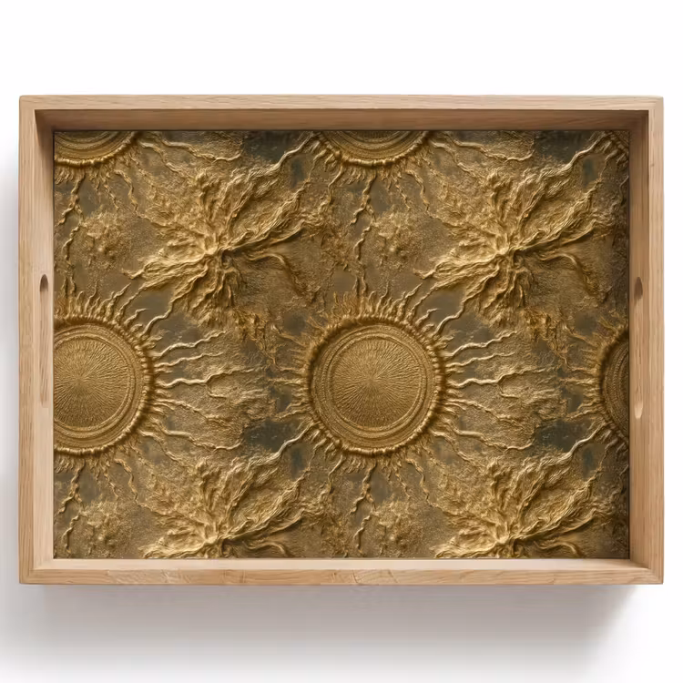 Tray - Sun - Relief - Antique - Gold — 1