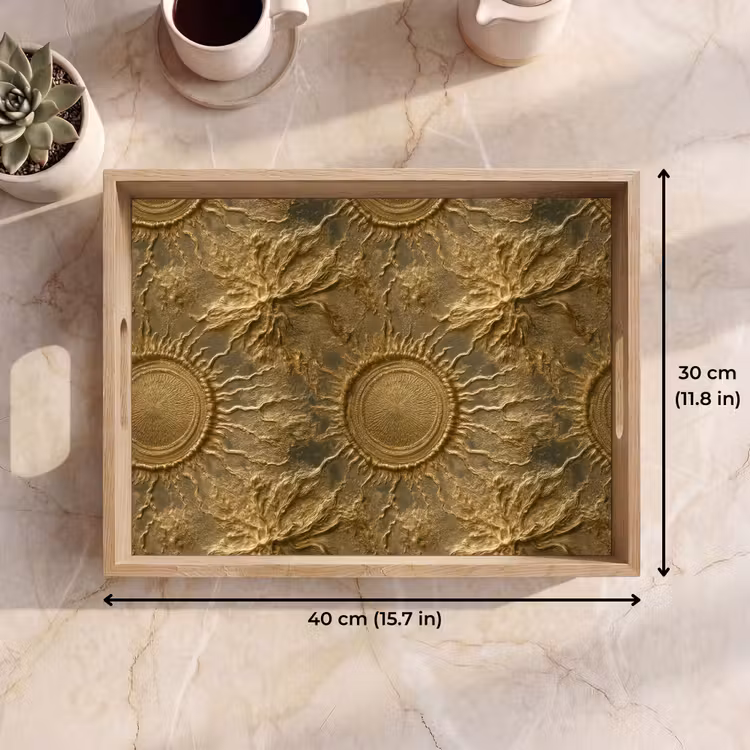 Tray - Sun - Relief - Antique - Gold — 7