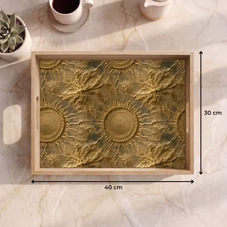 Tray - Sun - Relief - Antique - Gold — 8