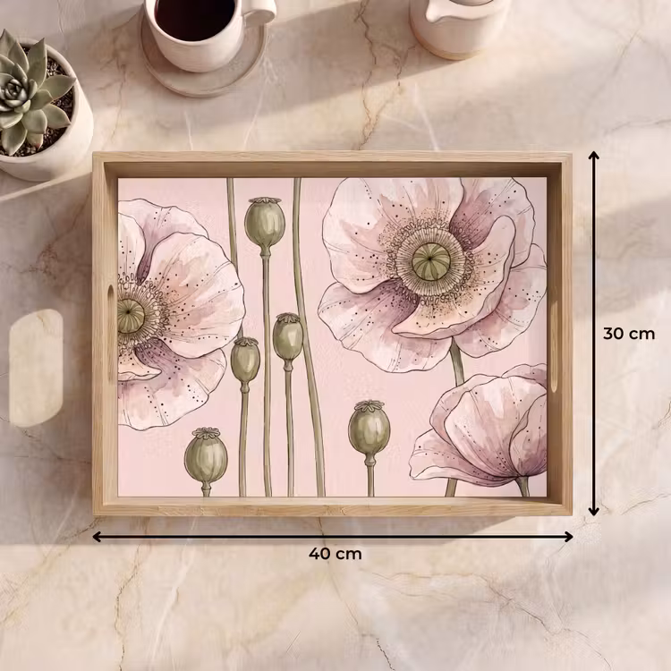 Tray - Flowers - Summer - Nature - Watercolor - Pink — 8