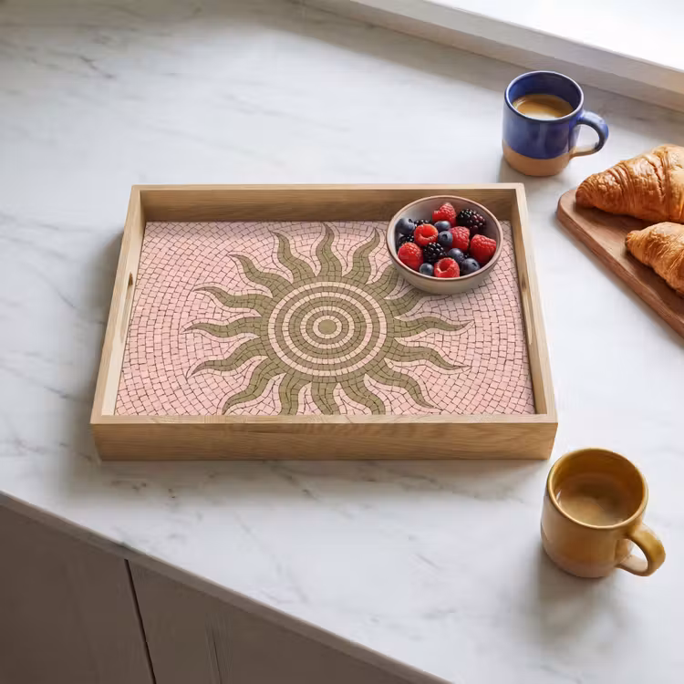 Tray - Mosaic - Sun - Pattern - Classic - Pink — 3