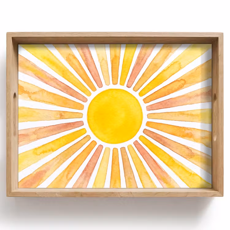 Tray - Sun - Rays - Watercolor - Yellow - Abstract — 1