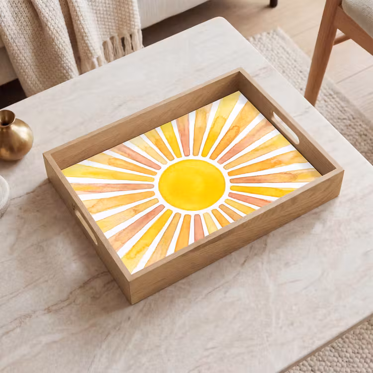 Tray - Sun - Rays - Watercolor - Yellow - Abstract — 2