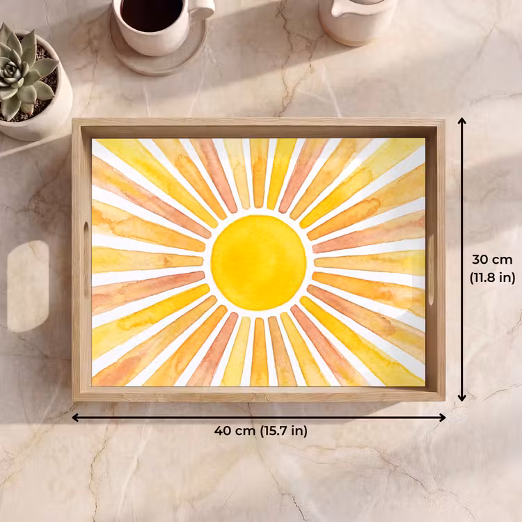 Tray - Sun - Rays - Watercolor - Yellow - Abstract — 7