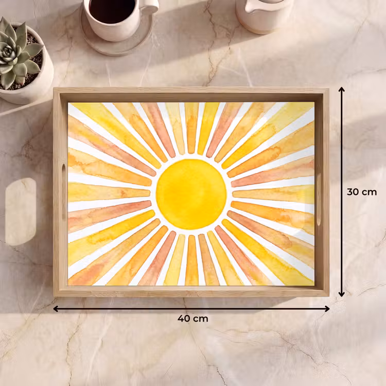 Tray - Sun - Rays - Watercolor - Yellow - Abstract — 8