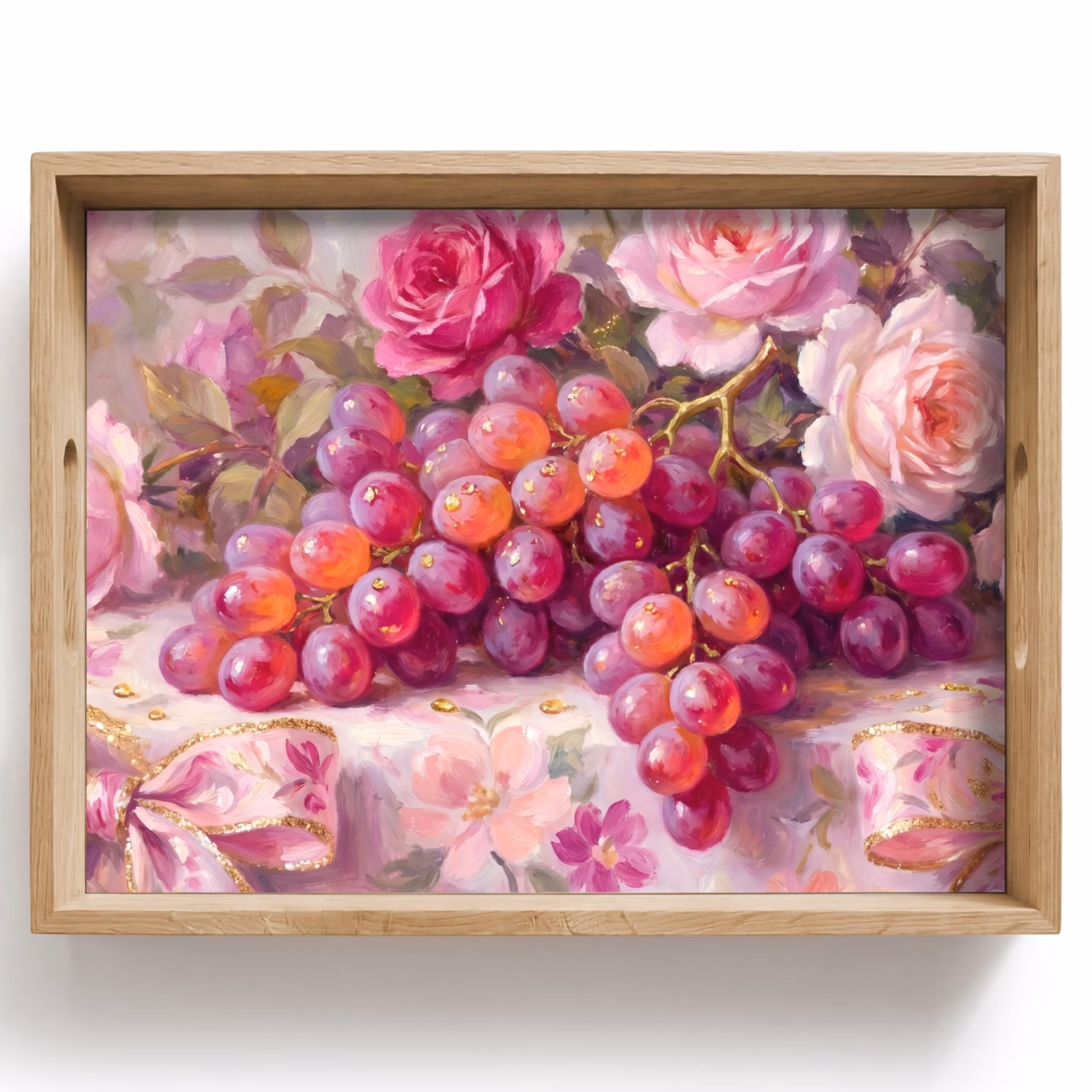 Tray - Food - Flowers - Still Life - Pink - Gold — 1