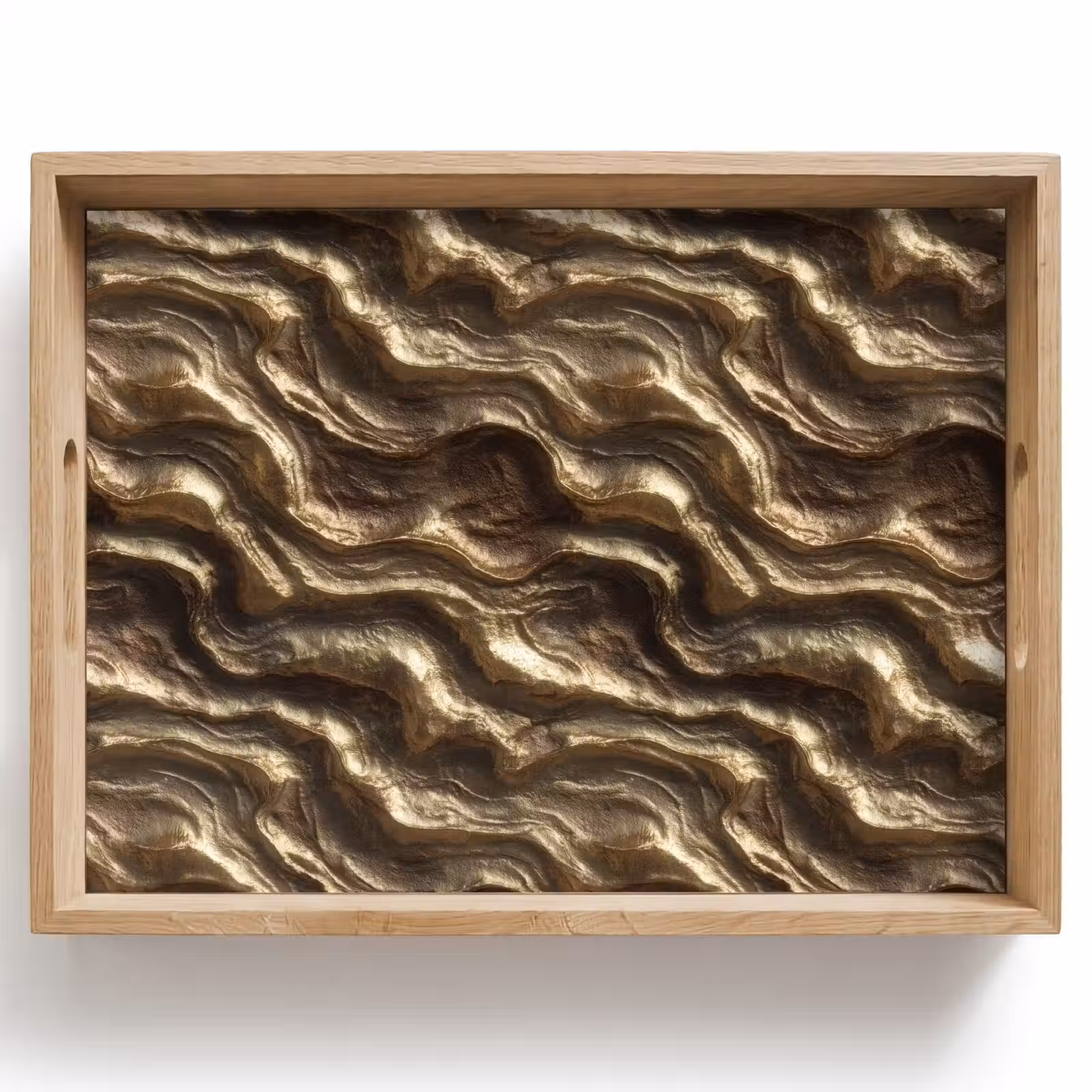 Tray - Relief - Waves - Abstract - Bronze Gold — 1
