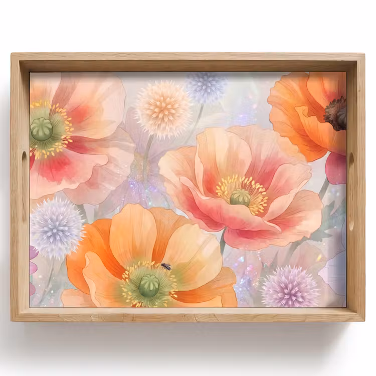 Tray - Flowers - Watercolor - Nature - Modern - Colorful — 1