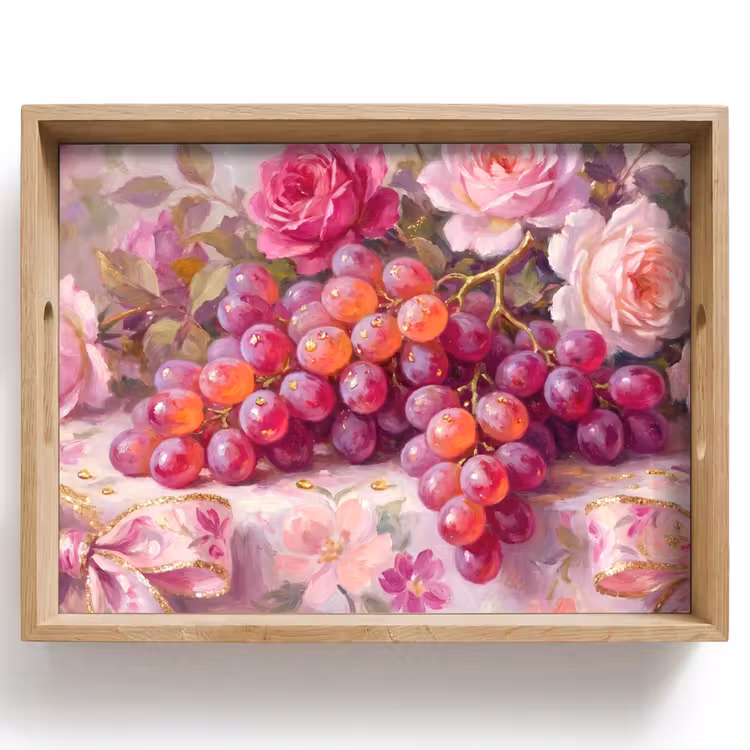 Tray - Food - Flowers - Still Life - Pink - Gold — 1