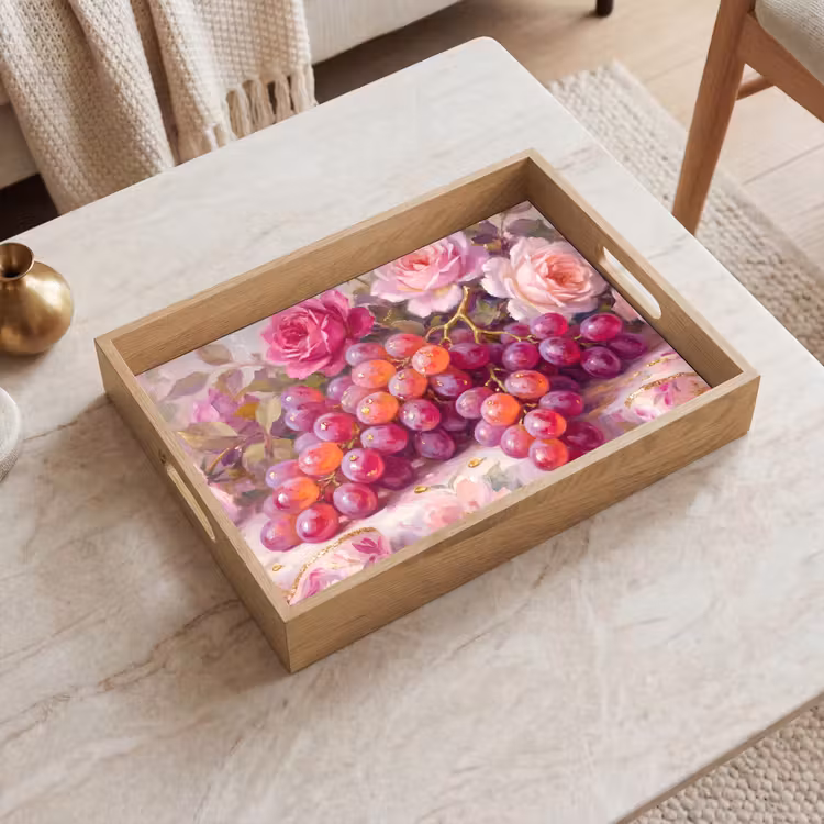 Tray - Food - Flowers - Still Life - Pink - Gold — 2