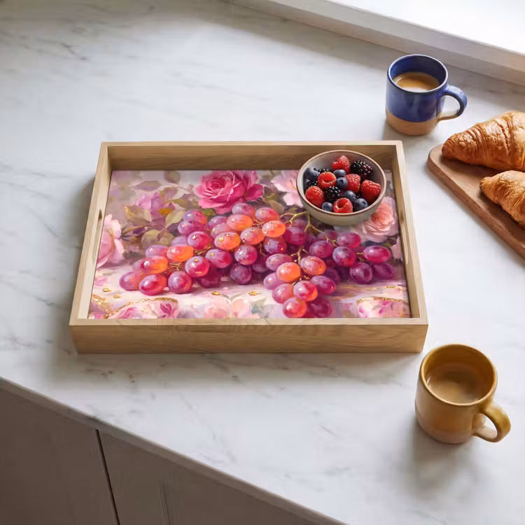 Tray - Food - Flowers - Still Life - Pink - Gold — 3