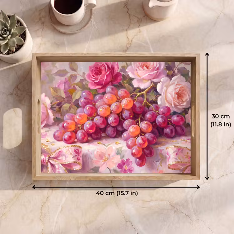 Tray - Food - Flowers - Still Life - Pink - Gold — 7