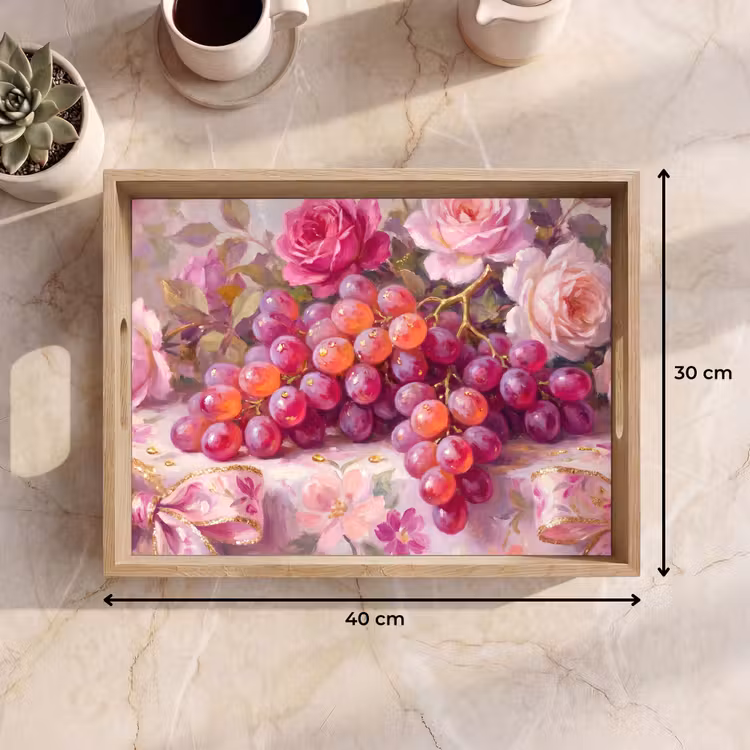 Tray - Food - Flowers - Still Life - Pink - Gold — 8