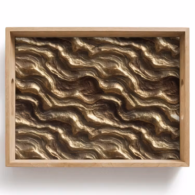 Tray - Relief - Waves - Abstract - Bronze Gold — 1