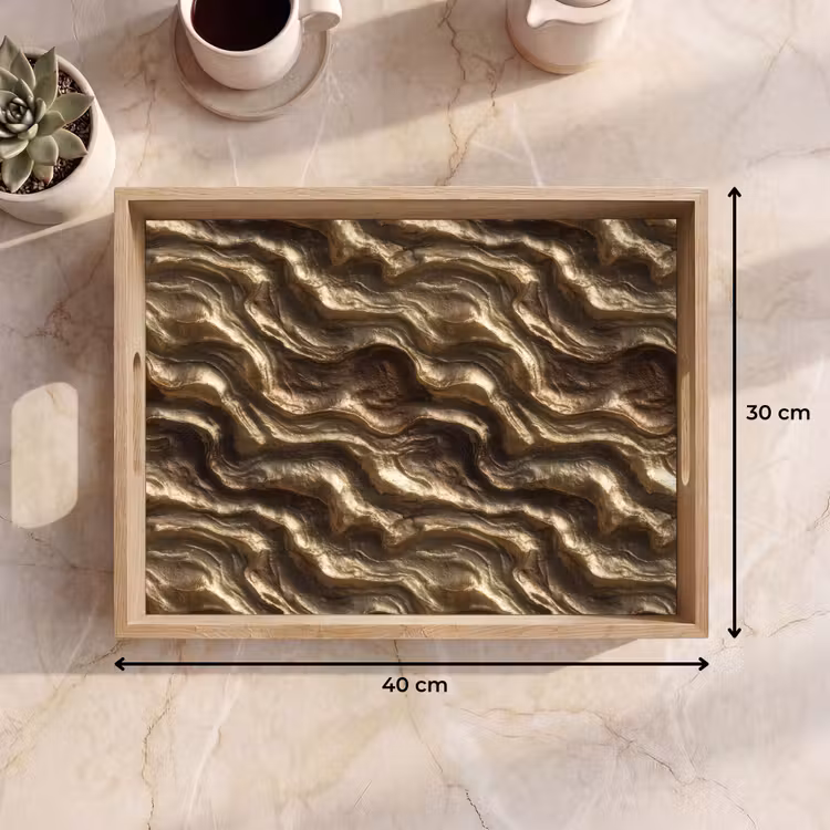 Tray - Relief - Waves - Abstract - Bronze Gold — 8