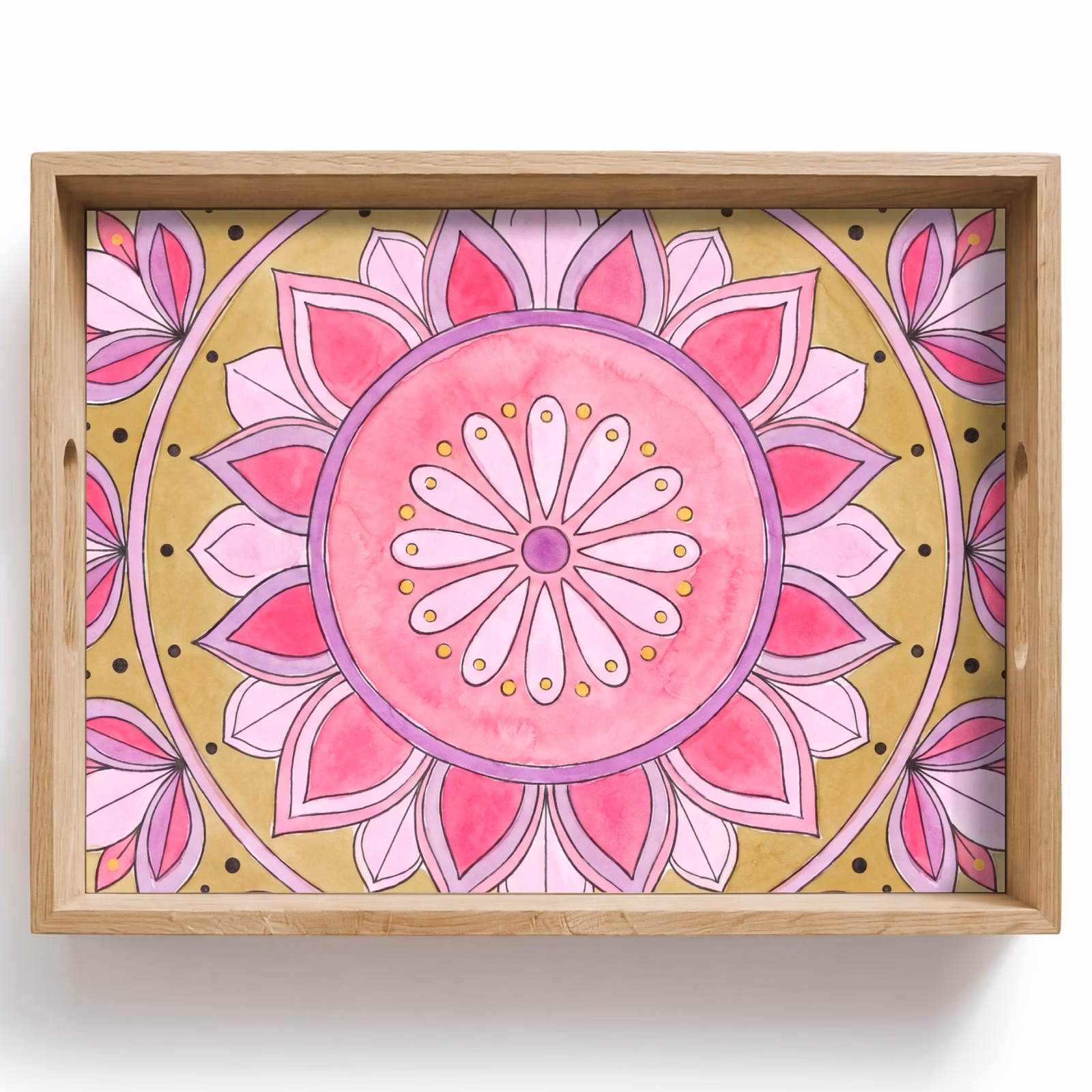 Tray - Mandala - Pattern - Art - Watercolor - Pink — 1