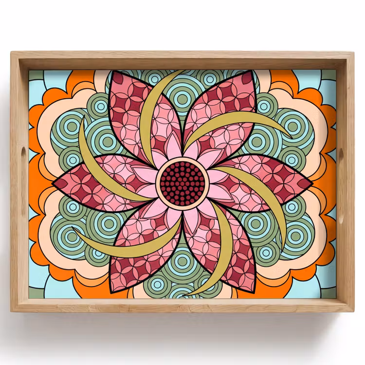 Tray - Mandala - Geometric - Art - Decorative - Colorful — 1