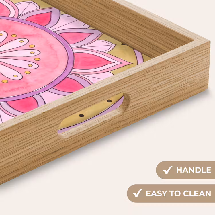 Tray - Mandala - Pattern - Art - Watercolor - Pink — 9