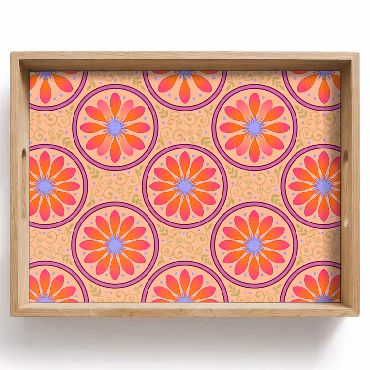Tray - Pattern - Flowers - Decorative - Colorful - Modern — 1
