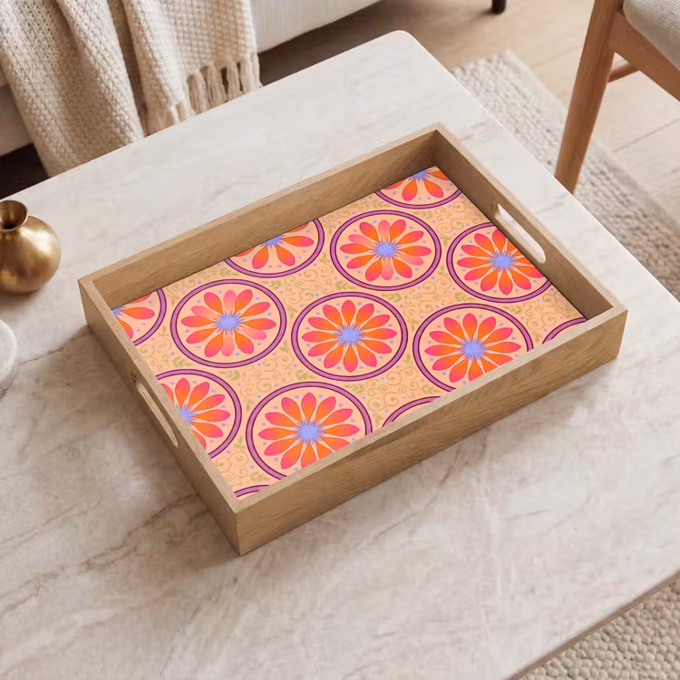 Tray - Pattern - Flowers - Decorative - Colorful - Modern — 2