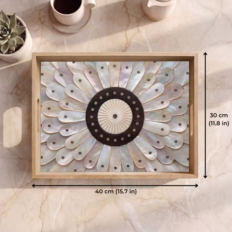 Tray - Mother-of-Pearl - Pattern - Decoration - Craft - White — 7