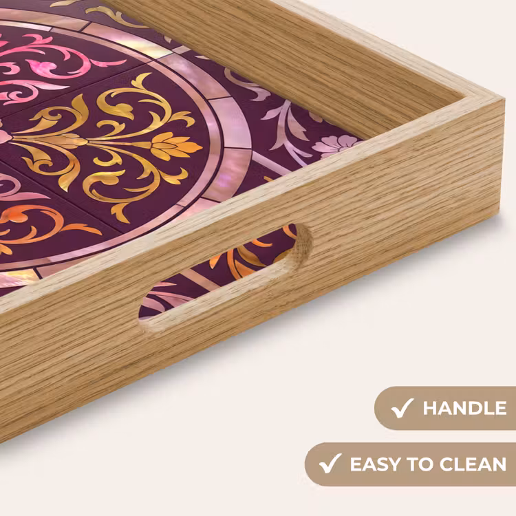 Tray - Pattern - Floral - Oriental - Purple - Gold — 9