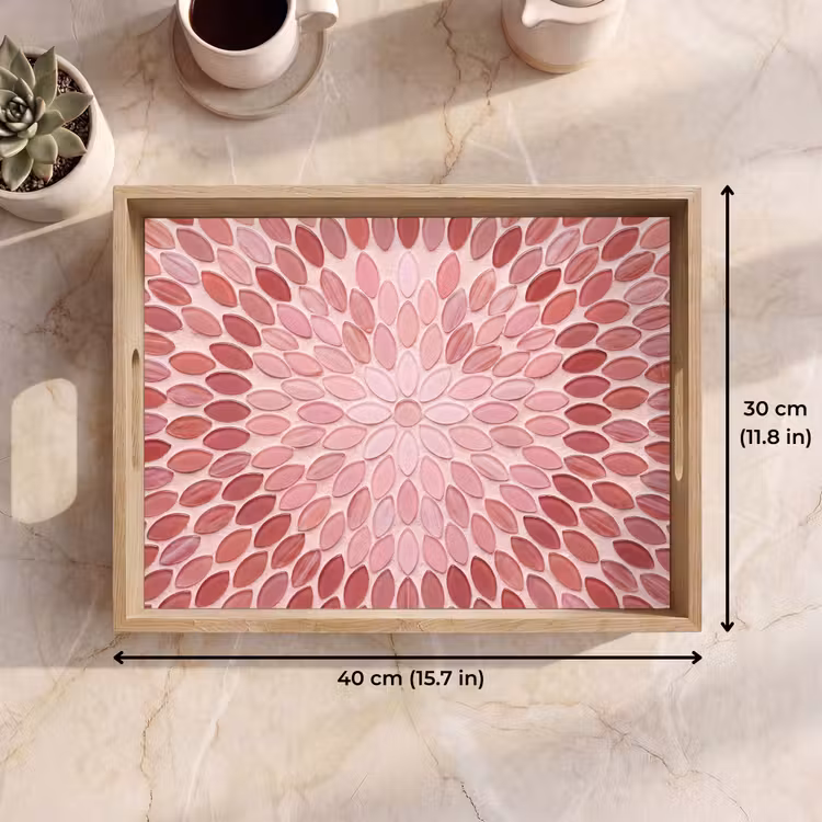 Tray - Pattern - Mosaic - Oval - Abstract - Pink — 7