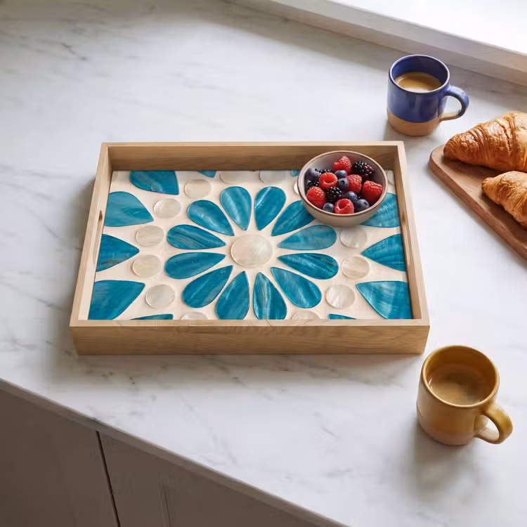 Tray - Pattern - Mosaic - Shells - Abstract - Turquoise — 3