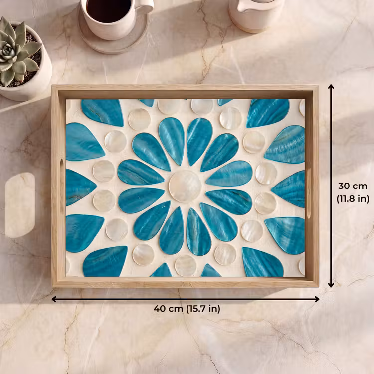Tray - Pattern - Mosaic - Shells - Abstract - Turquoise — 7