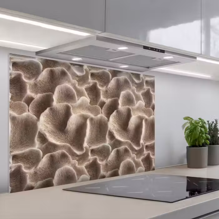 Kitchen splashback for hob - Fan shape - Beige - Fiber texture