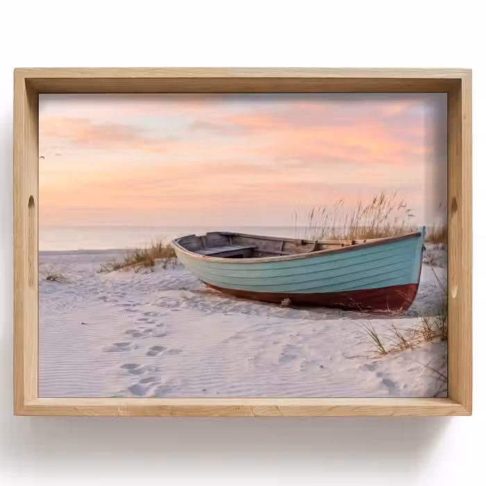 Tray - Rustic - Rowing boat - Sandy beach