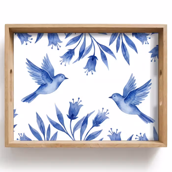 Tray - Modern - Birds - Delftware