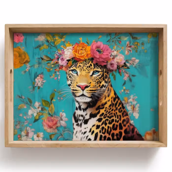 Tray - Leopard - Flowers - Crown