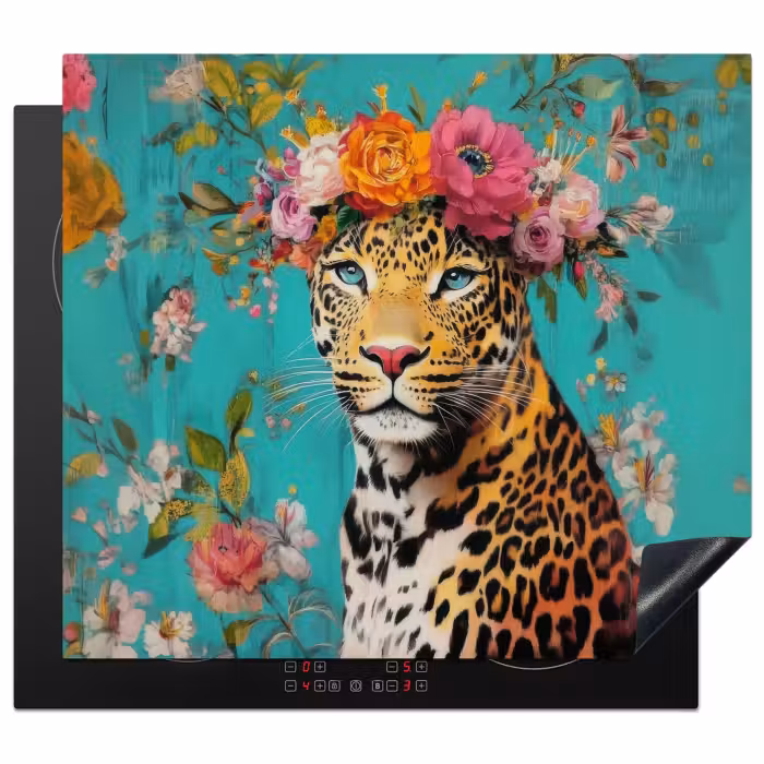 Induction hob protector - Leopard - Flowers - Crown