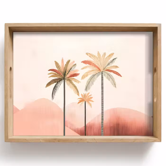 Tray - Palm trees - Hills - Minimalist - Soft pink