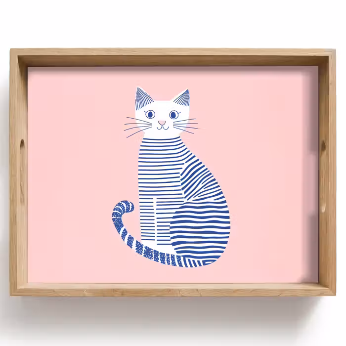 Tray - Cat - Illustration - Minimalist - Pink