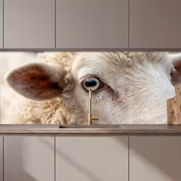 Kitchen splashback - Sheep - Eye - White