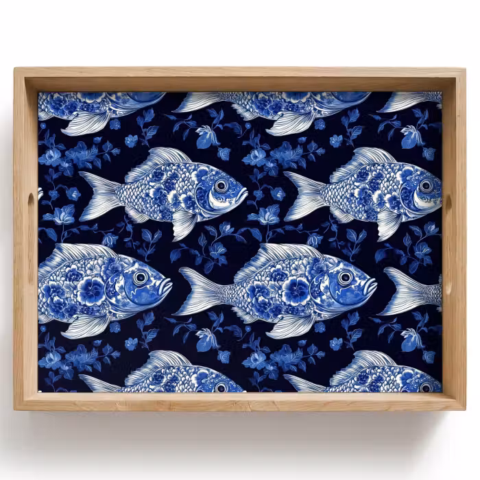 Tray - Pisces - Flowers - Blue