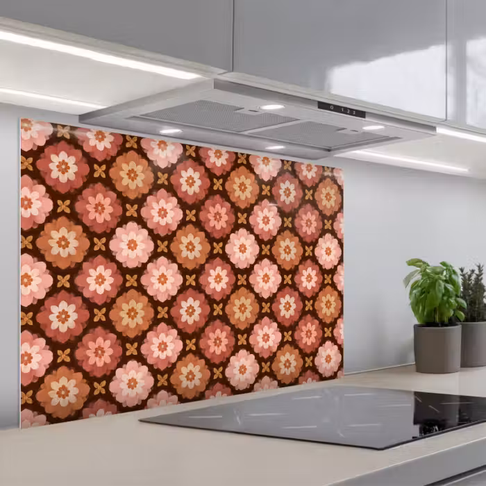 Kitchen splashback for hob - Geometric - Floral - Colorful