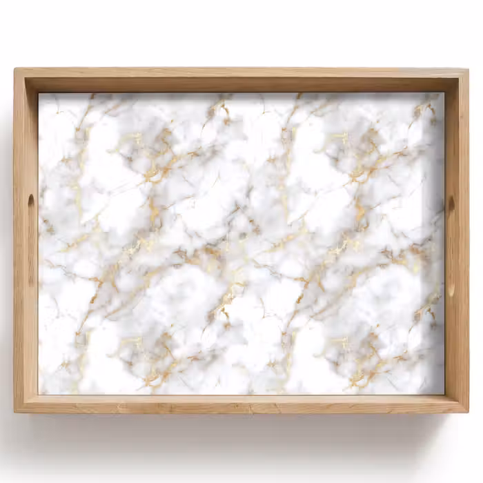 Tray - Golden veins - Marble - White
