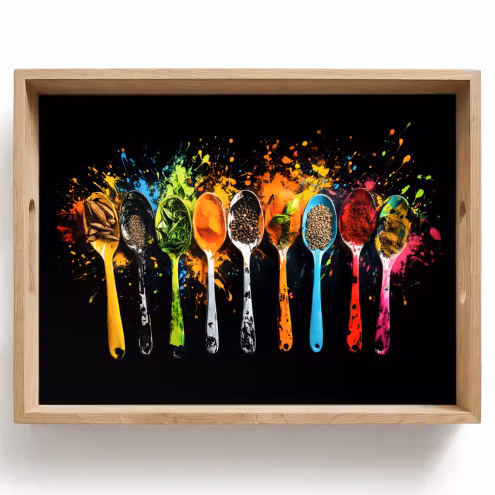 Tray - Spoons - Spices - Modern - Graffiti - Paint - Colorful