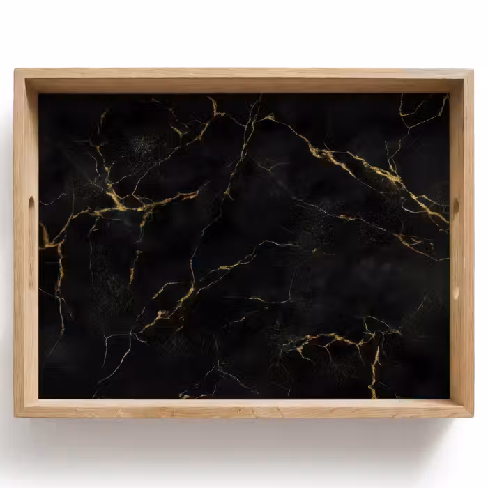 Tray - Black marble - Golden veins - Classic